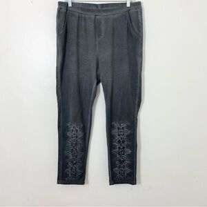 STYLE Grey Leggings Lace Detail Women's Size L